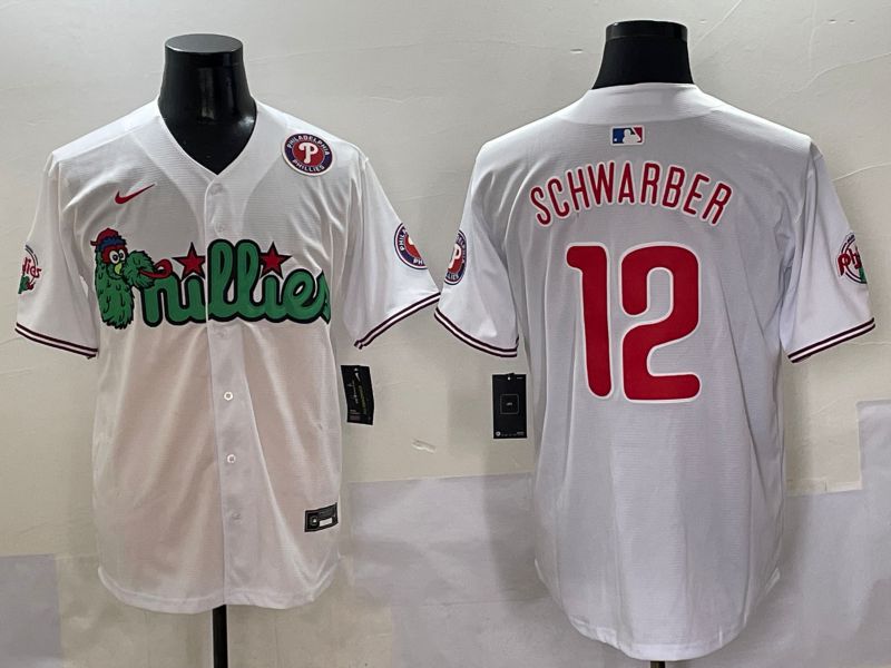 Men Philadelphia Phillies #12 Schwarber White three generations Joint Name Nike 2025 MLB Jersey style 7